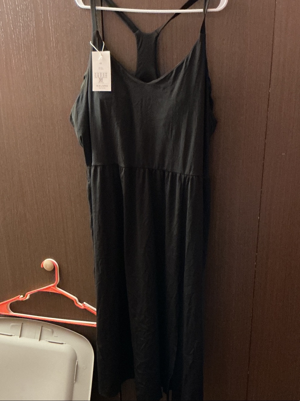 HALARA Black Sleeveless Racerback Midi Dress with built in bra